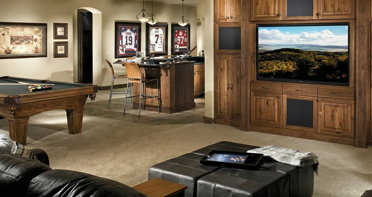finished basement remodeling project transforming a basement into a comfortable living space in Fort Lauderdale, FL