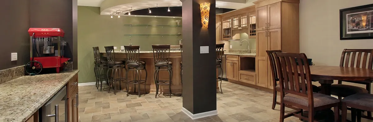 modern basement remodeling with custom finishes and open layout in a home in Fort Lauderdale, FL