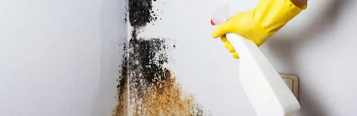 visible mold growth on an interior wall being treated during mold removal service in Fort Lauderdale, FL