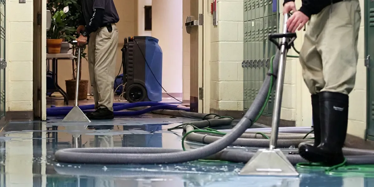 water damage restoration technicians performing professional water extraction inside a property in Fort Lauderdale, FL